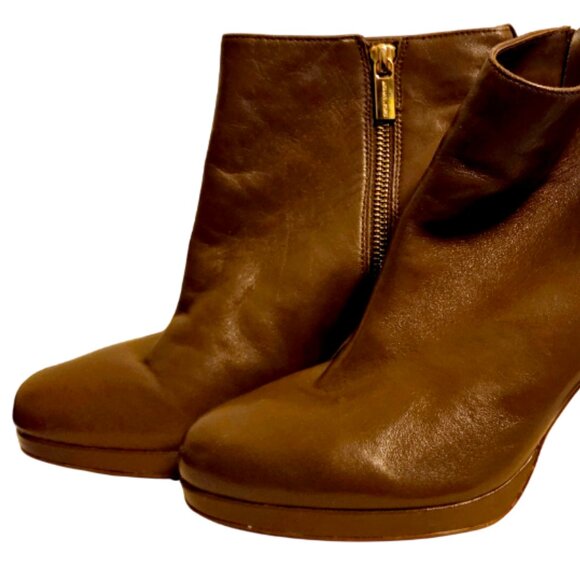 Michael Kors Ankle Boots. Women's Leather Boots, Designer Boots, Brown Boots - Picture 12 of 14